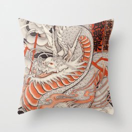 Japanese tattoo Typhoon dragon Throw Pillow