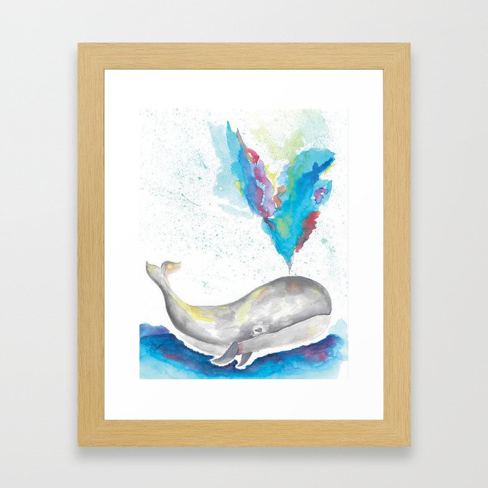 Whale Watercolor Framed Art Print