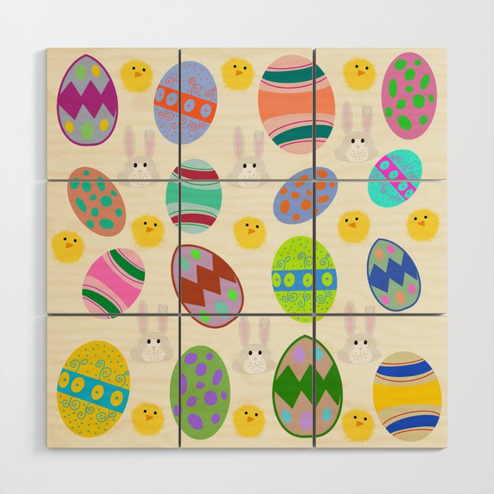 Easter Eggs Pattern Wood Wall Art