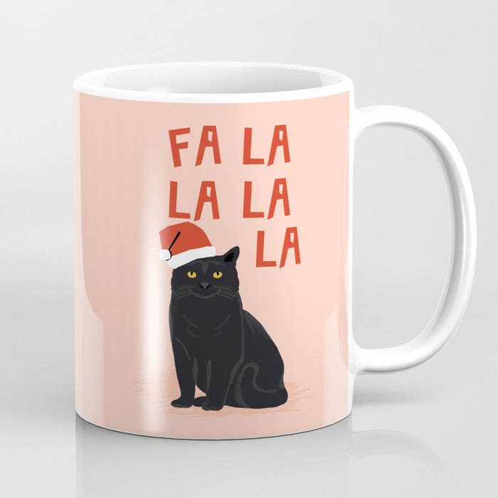 Black Cat cute fa la la christmas xmas tree holiday funny cat art cat lady gift unique pet gifts Coffee Mug