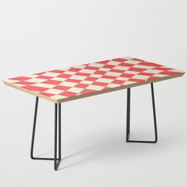 Abstract Warped Checkerboard pattern - Tart Orange and Beige Coffee Table