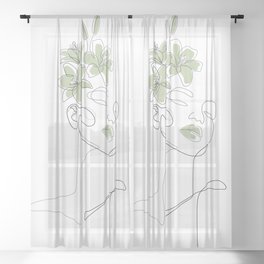 Matcha Lily Girl Sheer Curtain