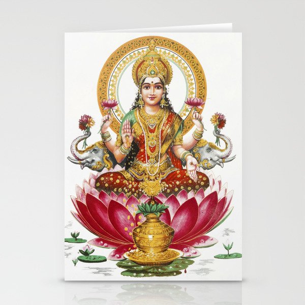 Hindu Goddess Lakshmi Poster Print  Indian Asia Yoga Meditation Stationery Cards