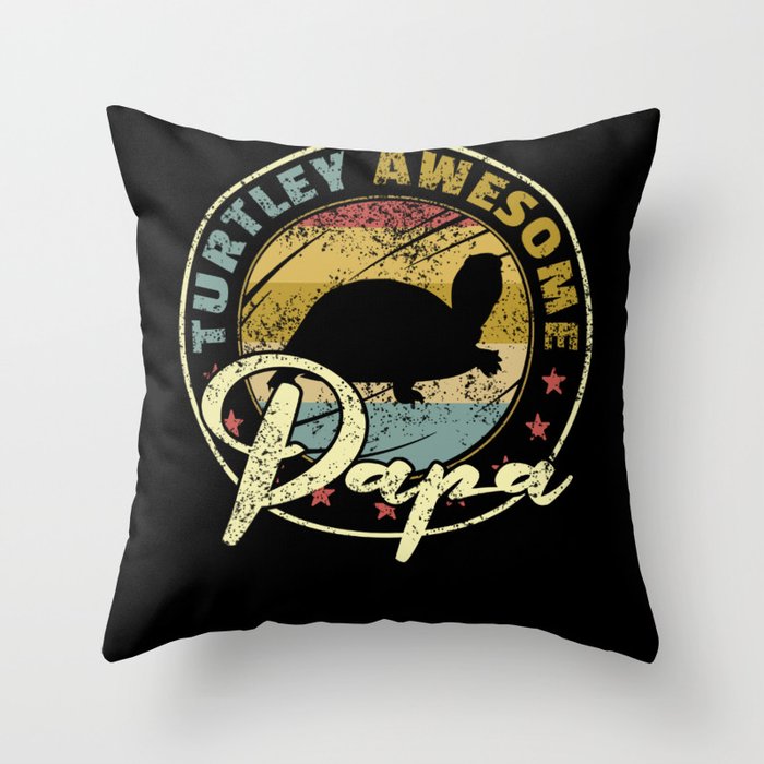 Turtley Awesome Papa Funny Shark Fathers Day Gift Throw Pillow