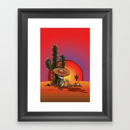 Cactus and skeleton at Sunset Framed Art Print