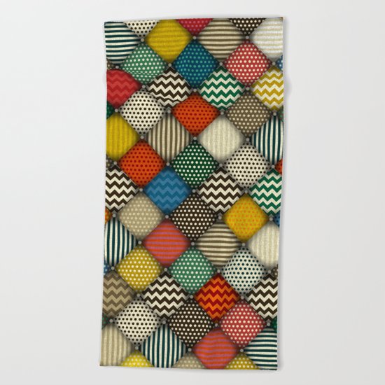 buttoned patches retro Beach Towel