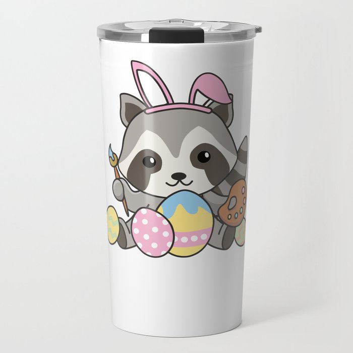 Cute Raccoon Easter With Easter Eggs As Easter Travel Mug