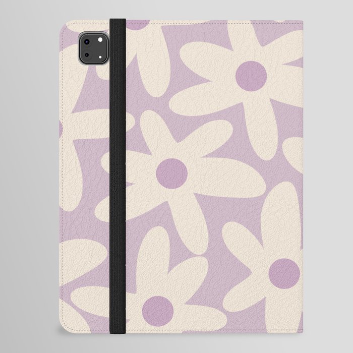 Daisy Time Retro Floral Pattern in Lavender Cream iPad Folio Case