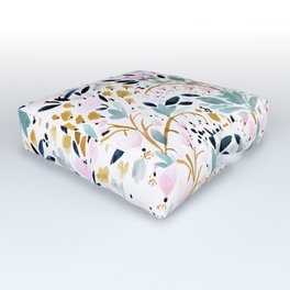 Two Hearts Beat as One Floral - Pastel Outdoor Floor Cushion