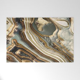 White Gold Agate Abstract Welcome Mat