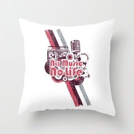 A microphone and grunges. No music no life Throw Pillow
