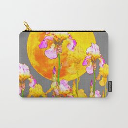 IRIS GARDEN & RISING GOLD MOON  IN GREY SKY Carry-All Pouch