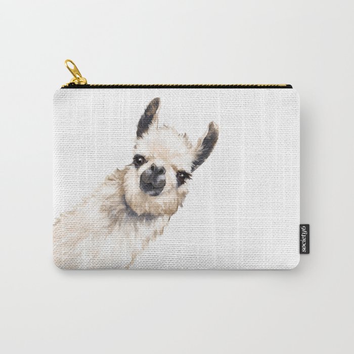 Sneaky Llama White Carry-All Pouch