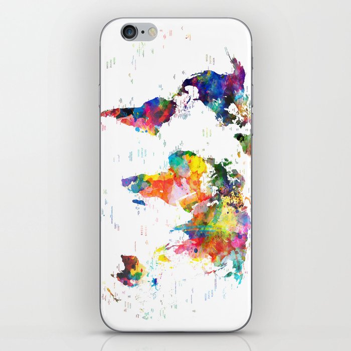 world map political watercolor 2 iPhone Skin