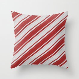 [ Thumbnail: Light Gray & Brown Colored Lines/Stripes Pattern Throw Pillow ]
