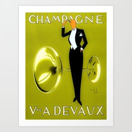 Vintage Champagne Yellow Paris, Jazz Age Roaring Twenties Advertisement Poster Art Print