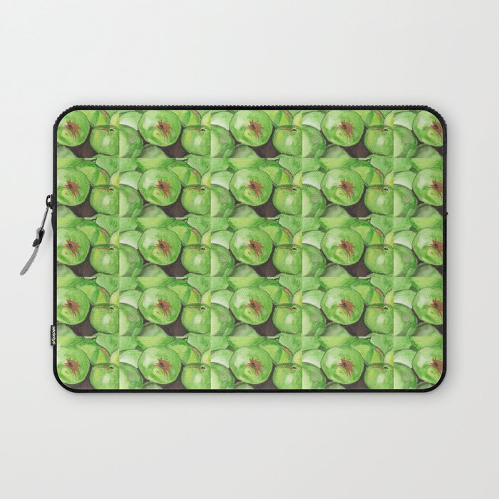 Green Delight Watercolor Painting of a Pile of Green Apples Laptop Sleeve