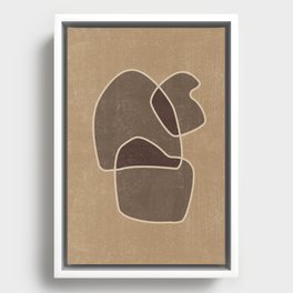 Abstract Composition In Brown And Tan - Modern, Minimal, Contemporary Print - Earthy Abstract 1 Framed Canvas
