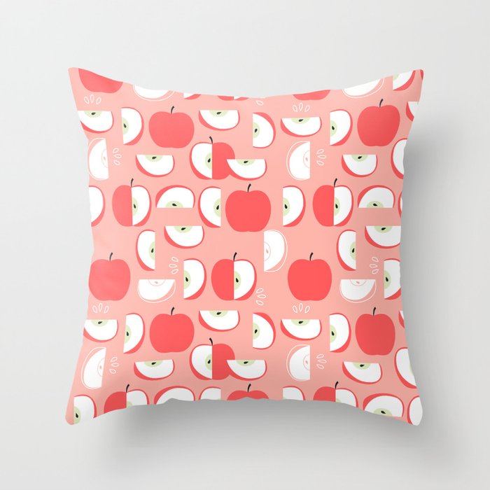 Red apples on a pink background Throw Pillow