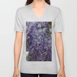 Close Up of Violet Wisteria Flowers V Neck T Shirt