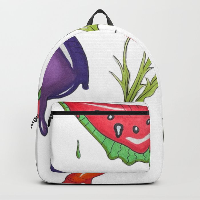 Trippy Melting Fruits and Vegetables - Hand Drawn Backpack