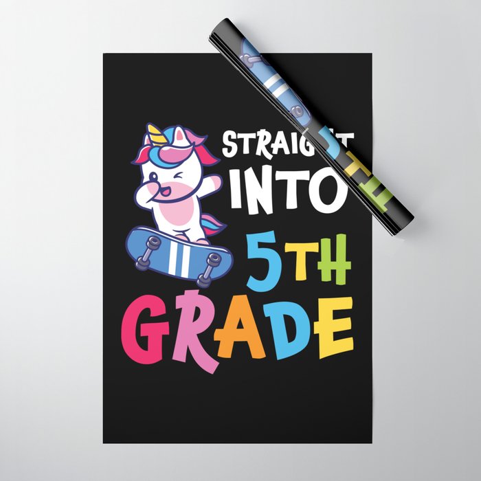 Straight Into 5th Grade Dabbing Unicorn Wrapping Paper