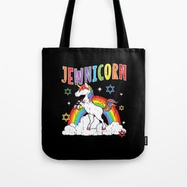 Rainbow Unicorn Cute Jew Menorah Happy Hanukkah Tote Bag