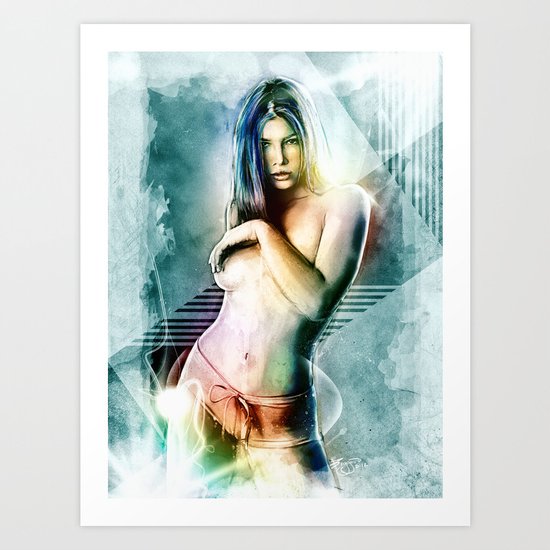 Jessica Biel Digital Painting Portrait Art Print