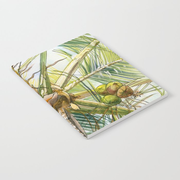 Coconut palm. Original watercolor painting Notebook