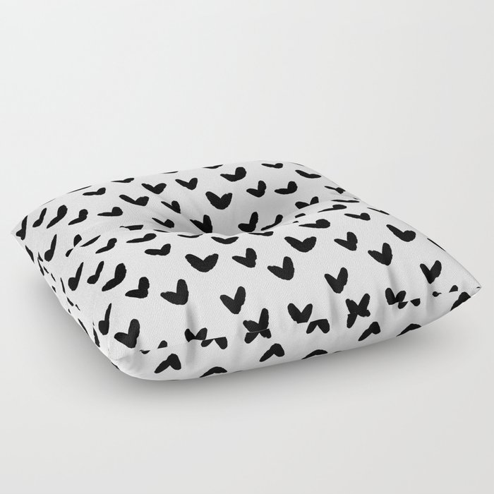 White & Black - Love Heart Pattern - Mix & Match with Simplicty of life Floor Pillow