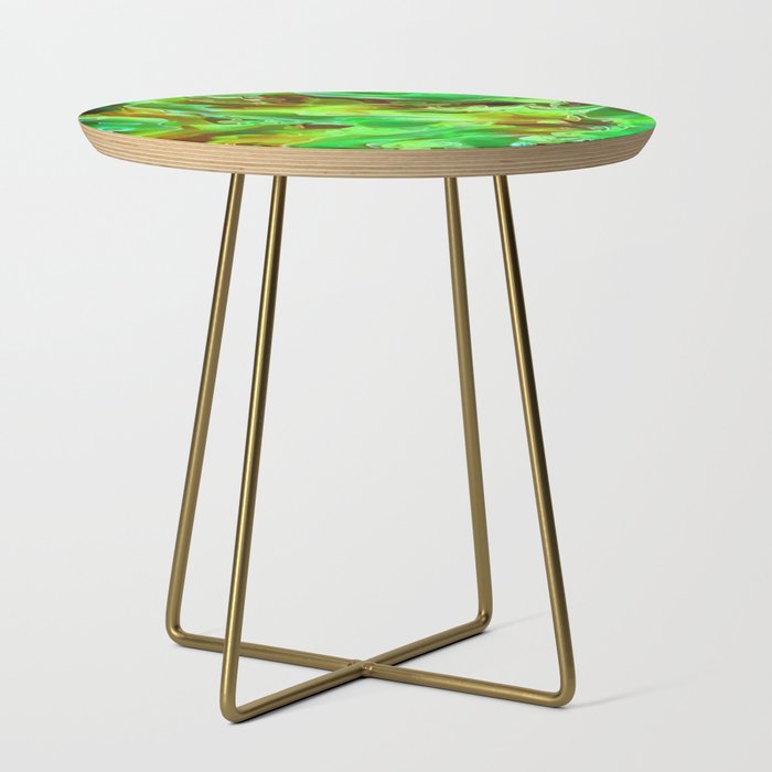 Emerald Field - green gold abstract swirl pattern Side Table