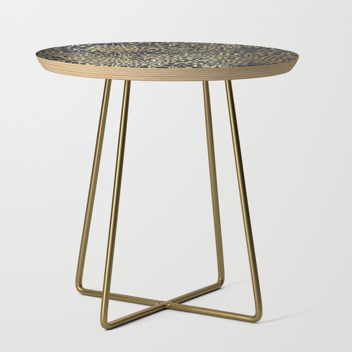 Leopard Print Pattern, Navy Blue and Gold Side Table