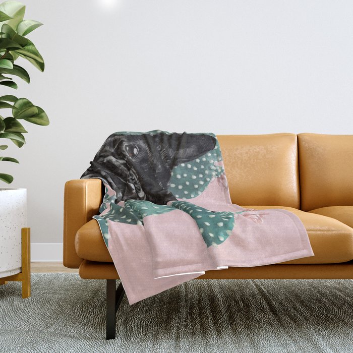 French Bulldog and Cactus Pink Throw Blanket