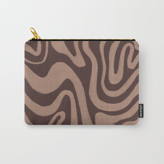 70s 60s Brown + Tan Liquid Swirl Carry-All Pouch
