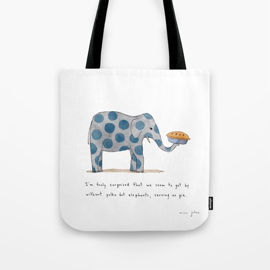polka dot elephants serving us pie Tote Bag