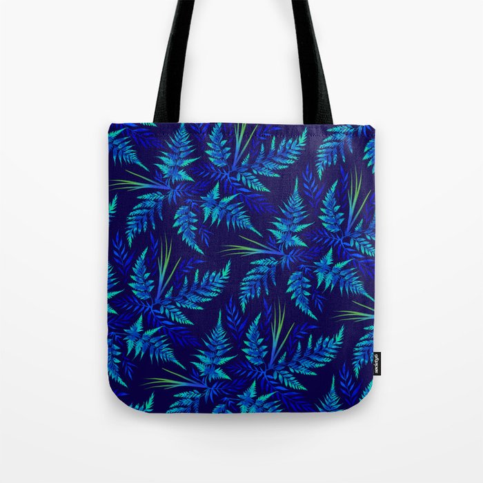 Fern leaves - blue Tote Bag