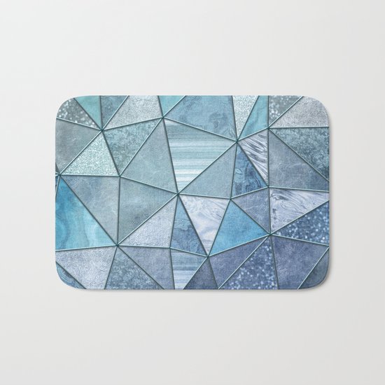 Blue Aqua Glamour Shiny Patchwork Bath Mat