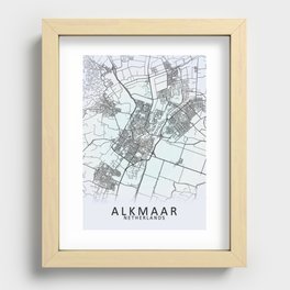 Alkmaar, Netherlands, White, City, Map Recessed Framed Print