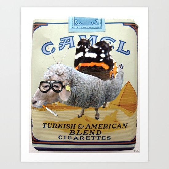 Sheep smoking... Art Print