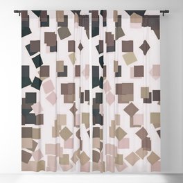 Modern Geometric Squares Taupe Brown Tan Blackout Curtain