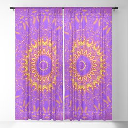 Yellow Purple Kaleidoscope Flame Sheer Curtain