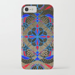 Gold red Blue and Black Bold Tile Pattern iPhone Case