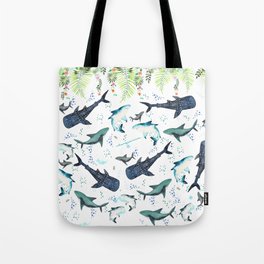 floral shark pattern Tote Bag