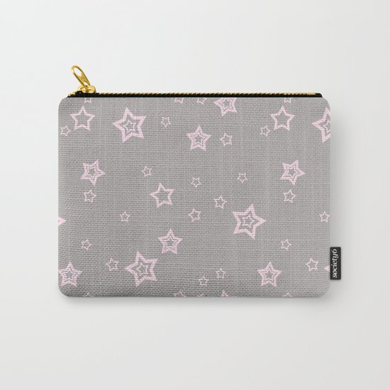 Pink little stars on grey on #Society6 Carry-All Pouch