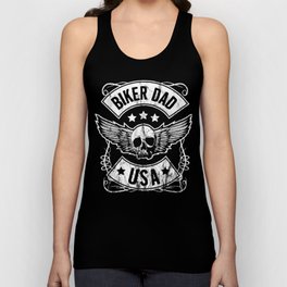 Biker Dad USA Motorcycle Skull Design Gift for Father Unisex Tank Top