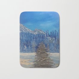 Winter Wonderland - Holiday Bath Mat | Snow, Artdeco, Documentary, Winter, Balls, Realism, Blue, Holidays, Nature, Painting 