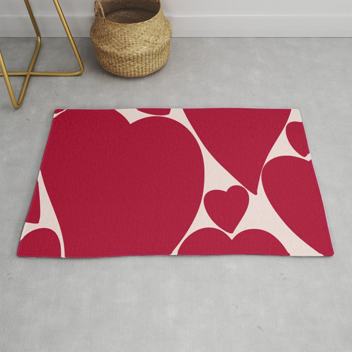 Red Hearts Swirling in Lava Lamp  Rug