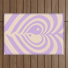 Lilac 70s Yin Yang Psychedelic Hearts Pattern (xii 2021) Outdoor Rug