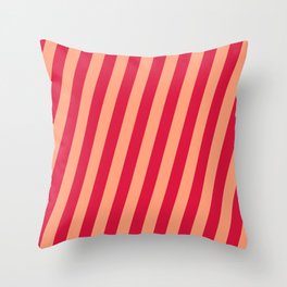 [ Thumbnail: Crimson and Light Salmon Colored Lines Pattern Throw Pillow ]
