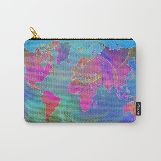 World Map Fractal Carry-All Pouch